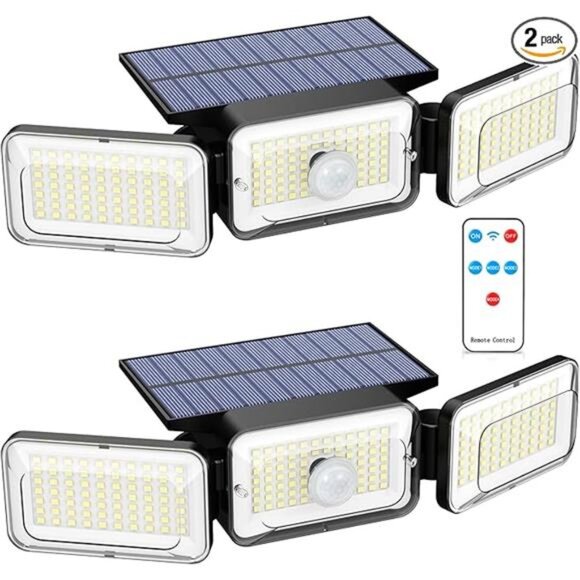 solar motion sensor lights outdoor waterproof bright 3000lm flood lights yard ho - Picture 7 of 7